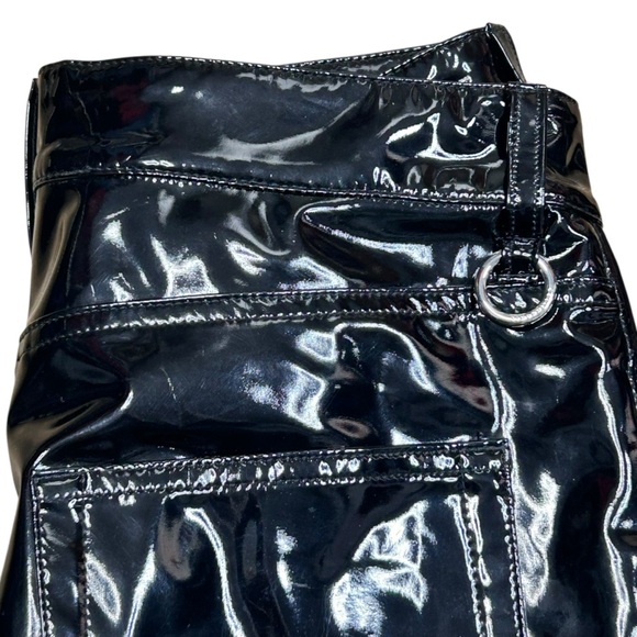 SIMON MILLER Patent Faux Leather Pants 26 Black Goth Dark Romantic Wet Look - Picture 14 of 15
